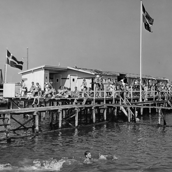 badeliv 1955: En sommerdag på Rungsted Søbad.